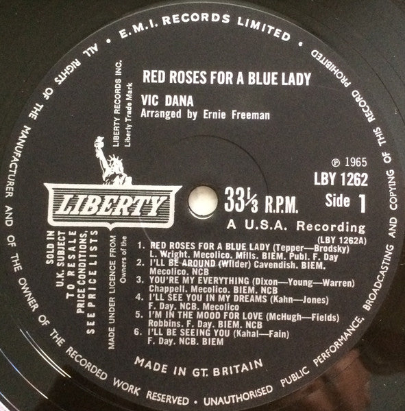 Vic Dana : Red Roses For A Blue Lady (LP, Album, Mono)