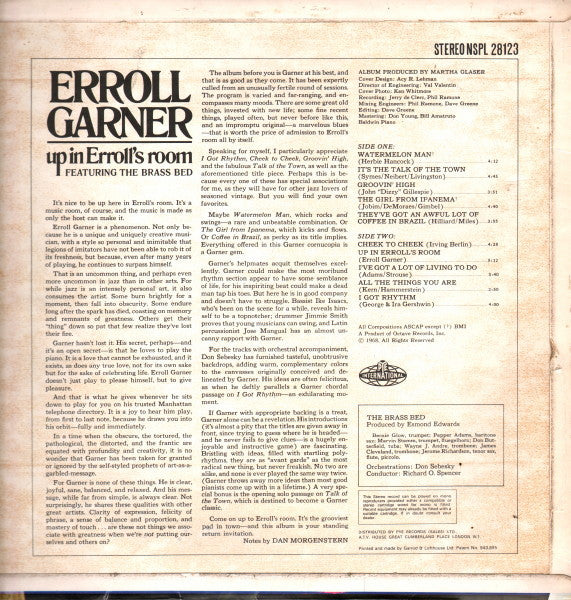 Erroll Garner Featuring The Brass Bed : Up In Erroll's Room (LP, Album)