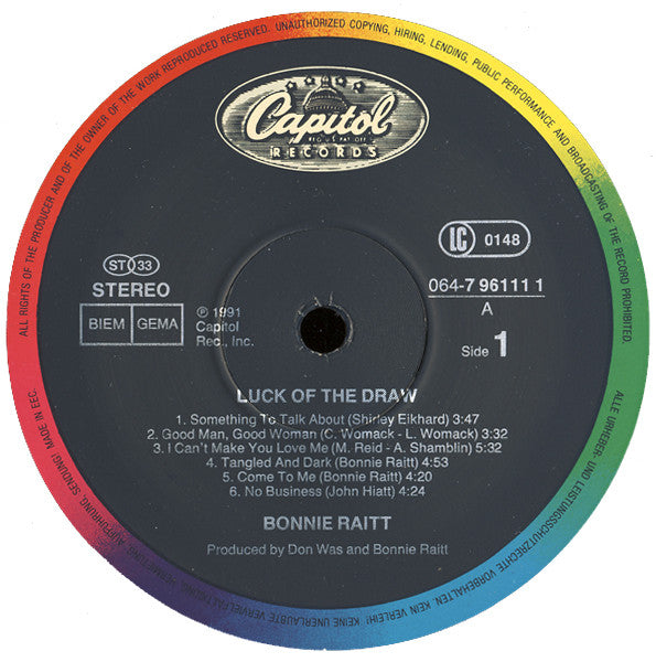 Bonnie Raitt : Luck Of The Draw (LP, Album)