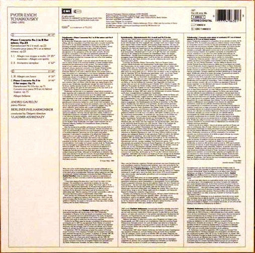 Pyotr Ilyich Tchaikovsky - Andrei Gavrilov, Berliner Philharmoniker, Vladimir Ashkenazy : Piano Concertos Nos. 1 & 3 (LP)