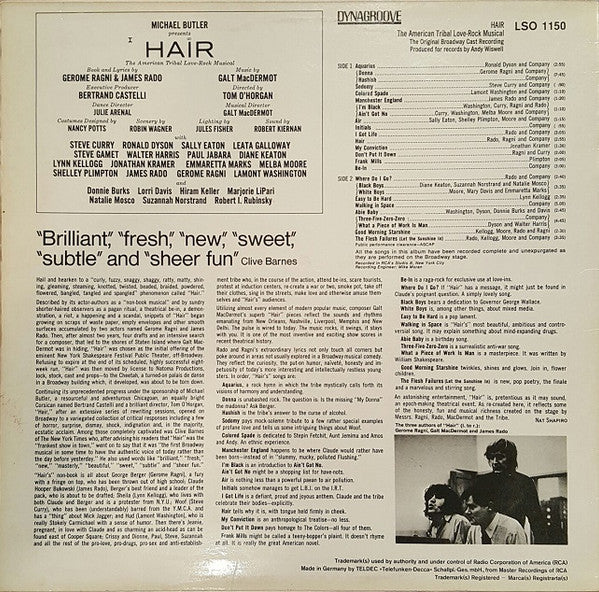 Various : Hair (The American Tribal Love-Rock Musical) (LP, Album)