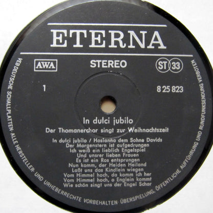 Thomanerchor, Hannes Kästner, Erhard Mauersberger : In Dulci Jubilo (Der Thomanerchor Singt Zur Weihnachtszeit) (LP, RP)