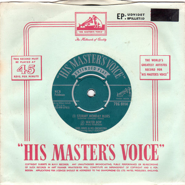 Earl Hines And His Orchestra Featuring Billy Eckstine With Madeline Green And The Three Varieties : Earl And Billy (7", EP)