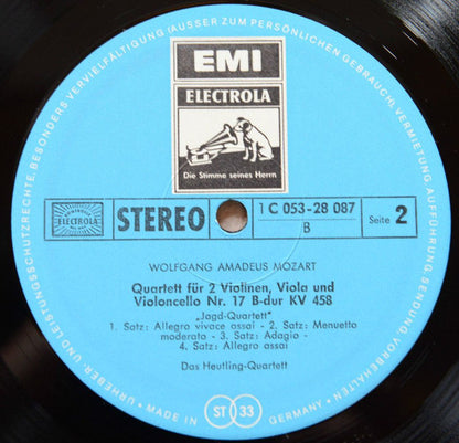 Wolfgang Amadeus Mozart - Heutling-Quartett : Streichquartette Nr.16 Es-dur KV 428 - Nr.17 B-dur KV 458 "Jagd-Quartett" (LP)
