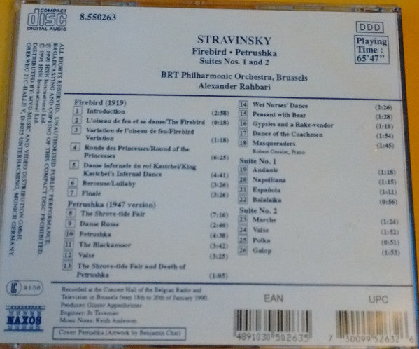 Igor Stravinsky, Belgian Radio And Television Philharmonic Orchestra, Alexander Rahbari : Firebird • Petrushka • Suites Nos. 1 And 2 (CD, Album)