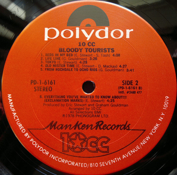 10cc : Bloody Tourists (LP, Album, Ter)