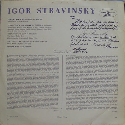 Igor Stravinsky - Wielka Orkiestra Symfoniczna Polskiego Radia, Chór Polskiego Radia - Bohdan Wodiczko : Symphony Of Psalms / The Firebird Suite (LP)