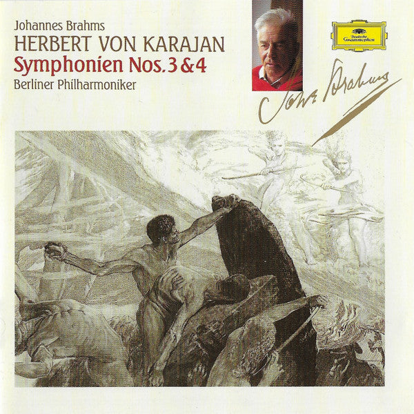 Johannes Brahms, Herbert von Karajan, Berliner Philharmoniker : Symphonien Nos. 3 & 4 (CD, Album, Comp, RE)