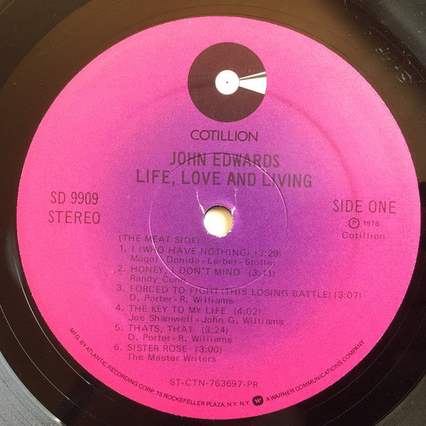 John Edwards (3) : Life, Love And Living (LP, Album, PR)