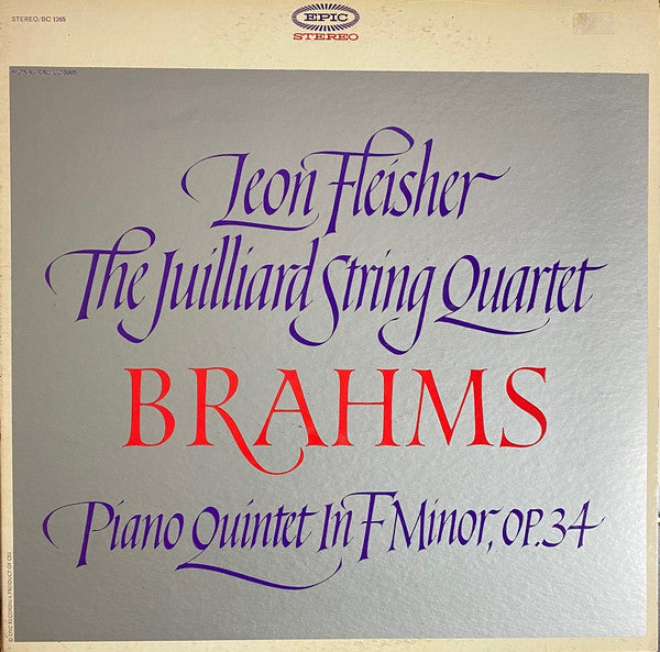 Johannes Brahms - Leon Fleisher, Juilliard String Quartet : Piano Quintet In F Minor, Op.34 (LP, Album)