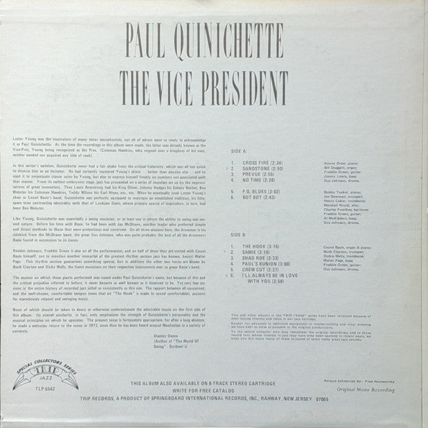 Paul Quinichette : The Vice President (LP, Album, Mono, RE)