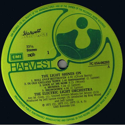 Electric Light Orchestra : The Light Shines On (LP, Comp)