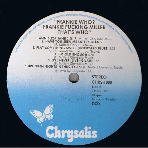 Frankie Miller : Frankie Who? Frankie Fucking Miller That's Who (LP, Comp)