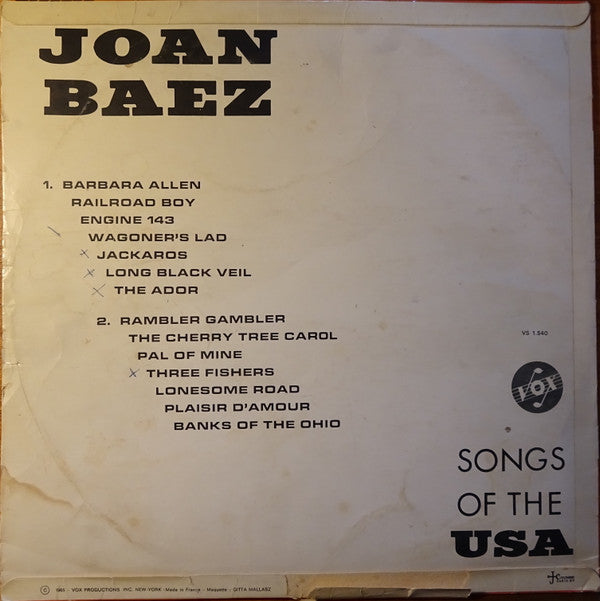 Joan Baez : Songs Of The USA (LP, Album, Comp)