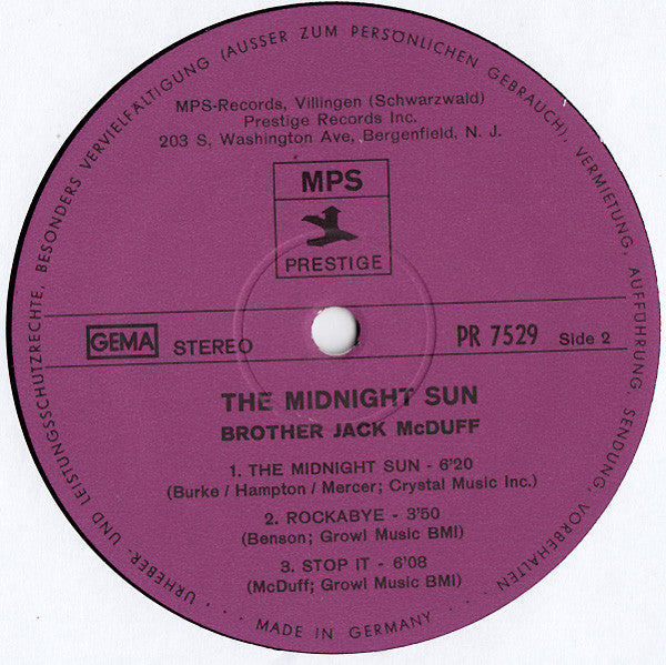 Brother Jack McDuff : The Midnight Sun (LP, Album)