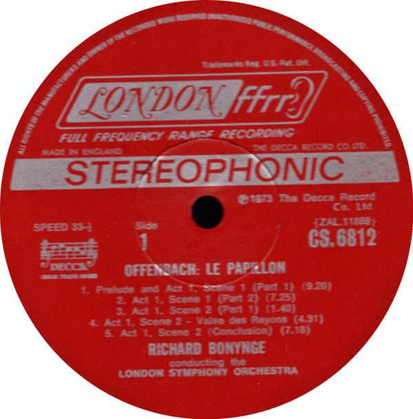 Jacques Offenbach, Richard Bonynge, London Symphony Orchestra : Le Papillon (LP)