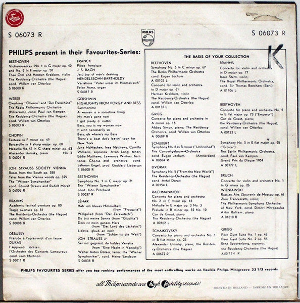 Felix Mendelssohn-Bartholdy, Concertgebouworkest, Eduard Van Beinum : Symphony No. 4 In A Major Op. 90 " Italian" (10", Mono)