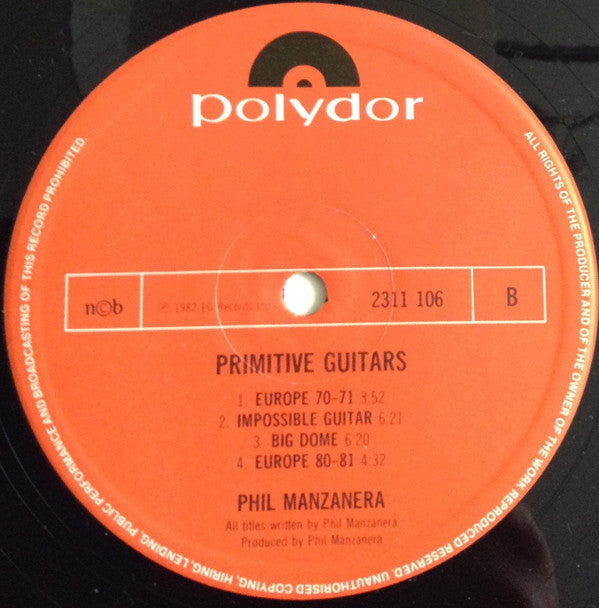 Phil Manzanera : Primitive Guitars (LP, Album, Pol)