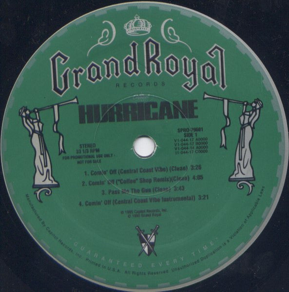Hurricane (2) : Comin' Off (12", Promo)