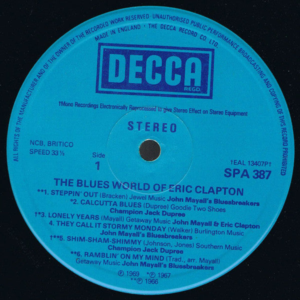 Various : The Blues World Of Eric Clapton (LP, Comp)