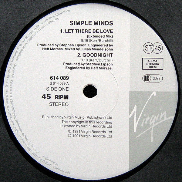 Simple Minds : Let There Be Love (12")