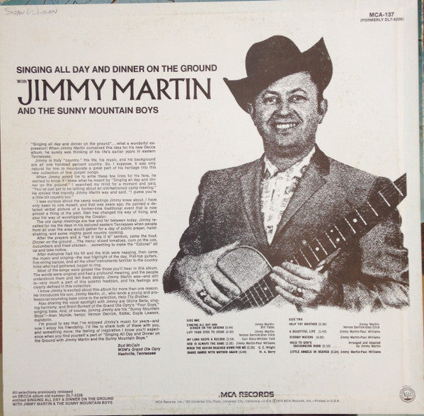 Jimmy Martin And The Sunny Mountain Boys : Singing All Day And Dinner On The Ground (LP, Album, RE)