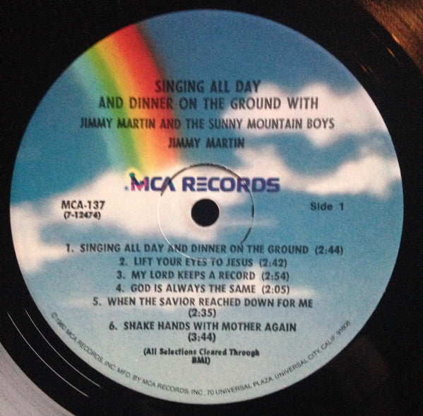 Jimmy Martin And The Sunny Mountain Boys : Singing All Day And Dinner On The Ground (LP, Album, RE)