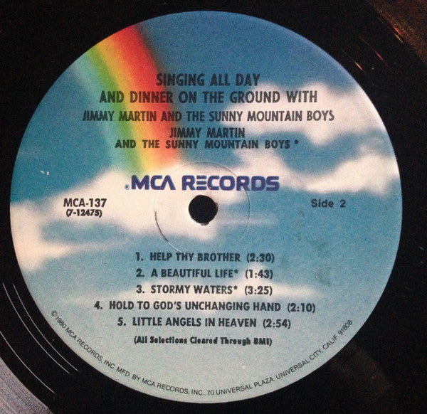 Jimmy Martin And The Sunny Mountain Boys : Singing All Day And Dinner On The Ground (LP, Album, RE)
