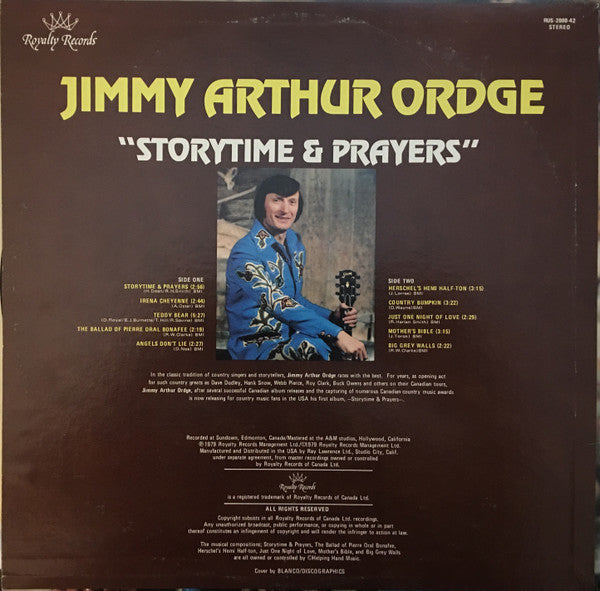 Jimmy Arthur Ordge : Storytime & Prayers (LP, Album)