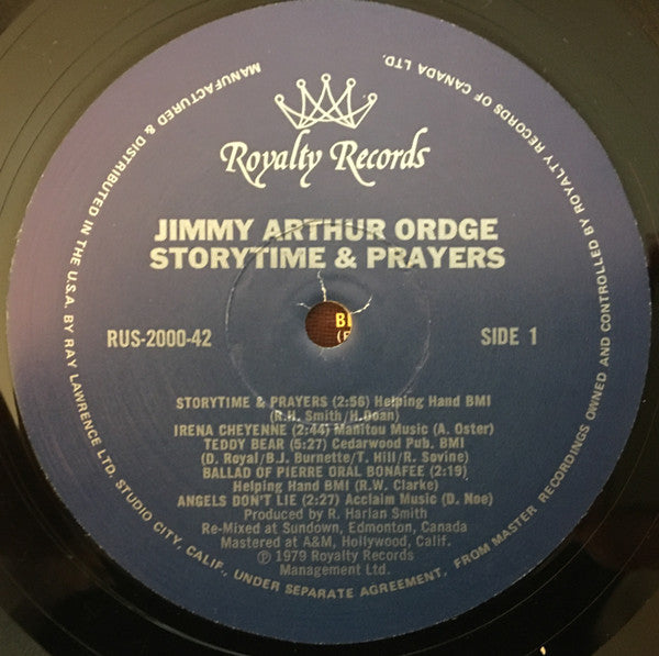 Jimmy Arthur Ordge : Storytime & Prayers (LP, Album)