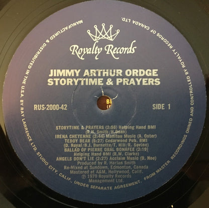 Jimmy Arthur Ordge : Storytime & Prayers (LP, Album)