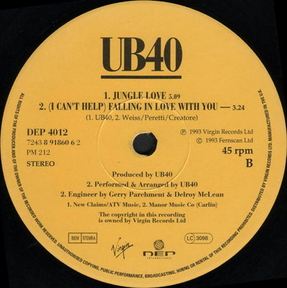 UB40 : (I Can't Help) Falling In Love With You (12")