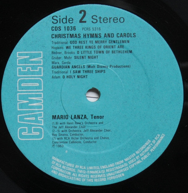 Mario Lanza : Christmas Hymns & Carols (LP, Comp)