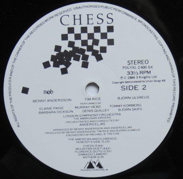 Benny Andersson · Tim Rice · Björn Ulvaeus : Chess (2xLP, Album)