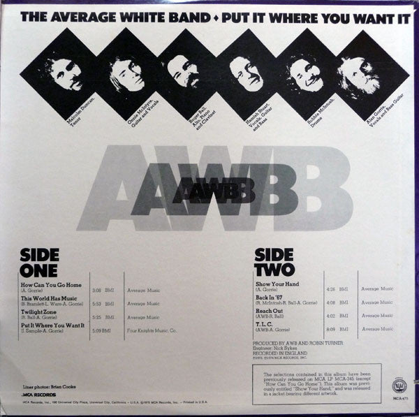 Average White Band : Put It Where You Want It (LP, Album)