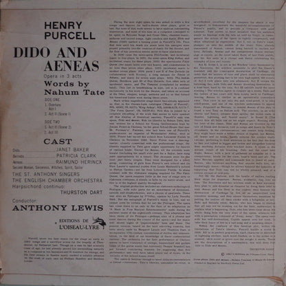 Henry Purcell - St. Anthony Singers, English Chamber Orchestra, Anthony Lewis (2) : Dido and Aeneas (LP, Mono, RP)