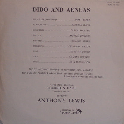 Henry Purcell - St. Anthony Singers, English Chamber Orchestra, Anthony Lewis (2) : Dido and Aeneas (LP, Mono, RP)