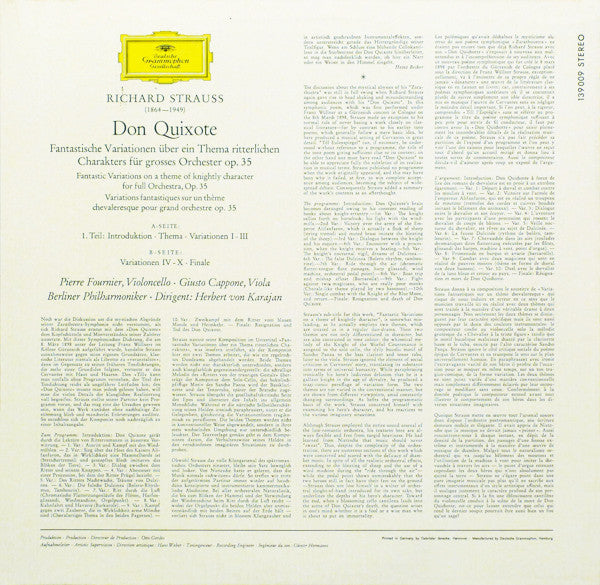 Richard Strauss - Pierre Fournier ∙ Berliner Philharmoniker ∙ Herbert von Karajan : Don Quixote (LP, Album, RE)