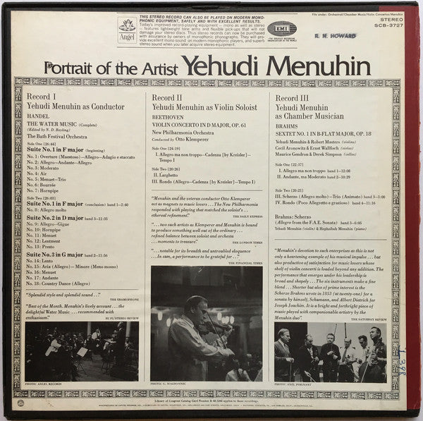Yehudi Menuhin : Yehudi Menuhin · Portrait Of The Artist (3xLP, Boo + Box, Comp)