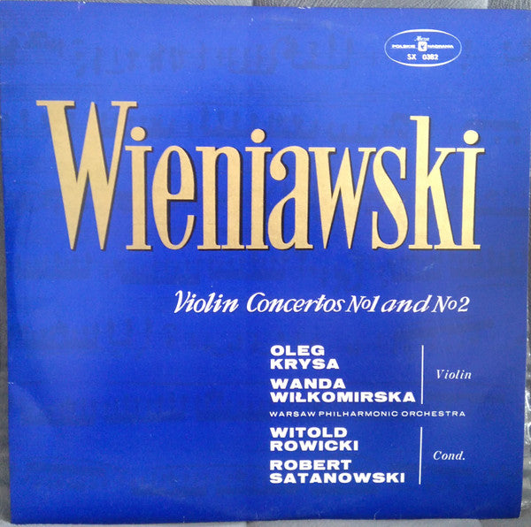 Henryk Wieniawski, Wanda Wilkomirska, Oleg Krysa, Orkiestra Symfoniczna Filharmonii Narodowej : Violin Concertos No.1 And No. 2 (LP, Album, Blu)