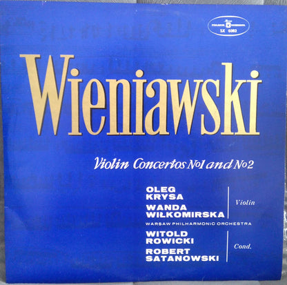 Henryk Wieniawski, Wanda Wilkomirska, Oleg Krysa, Orkiestra Symfoniczna Filharmonii Narodowej : Violin Concertos No.1 And No. 2 (LP, Album, Blu)