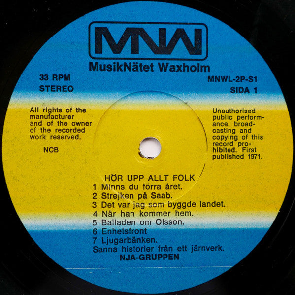 NJA-Gruppen : Hör Upp Allt Folk (LP, Album, RE, RP)