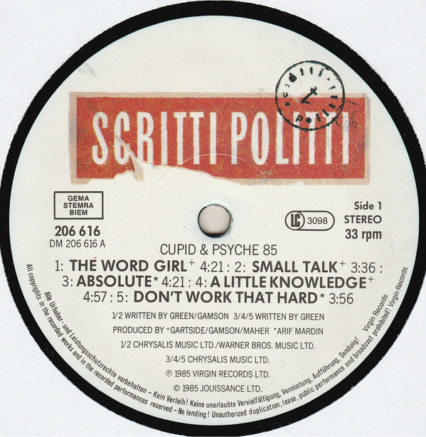 Scritti Politti : Cupid & Psyche 85 (LP, Album)