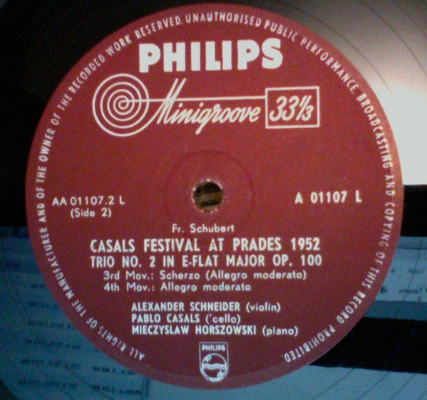 Franz Schubert, Pablo Casals : Festival De Prades 1952 (LP, Mono)