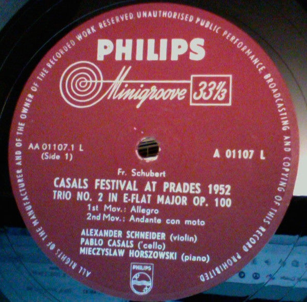 Franz Schubert, Pablo Casals : Festival De Prades 1952 (LP, Mono)