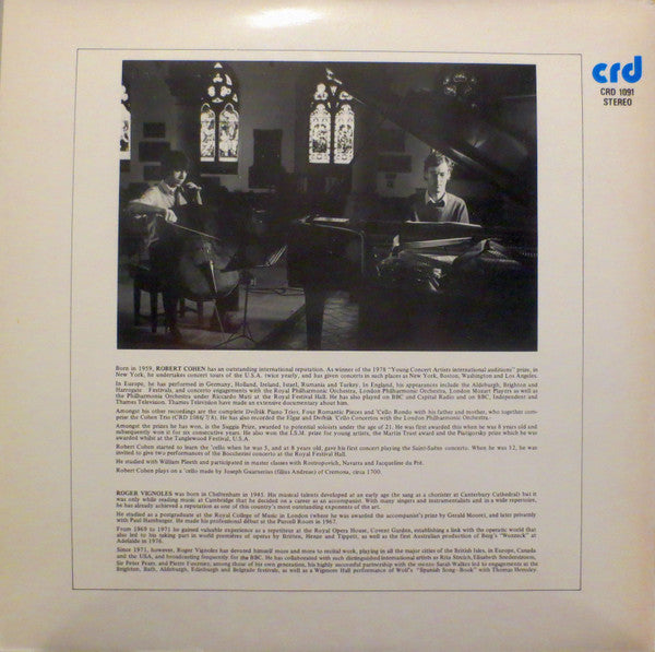 Edvard Grieg, César Franck, Robert Cohen, Roger Vignoles : Sonata For Piano And Violoncello In A Minor Op. 36 / Sonata For Violincello And Piano In A Major (LP)