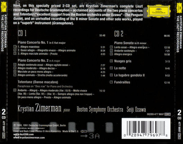 Franz Liszt - Krystian Zimerman · Boston Symphony Orchestra · Seiji Ozawa : The Liszt Recordings (2xCD, Comp)