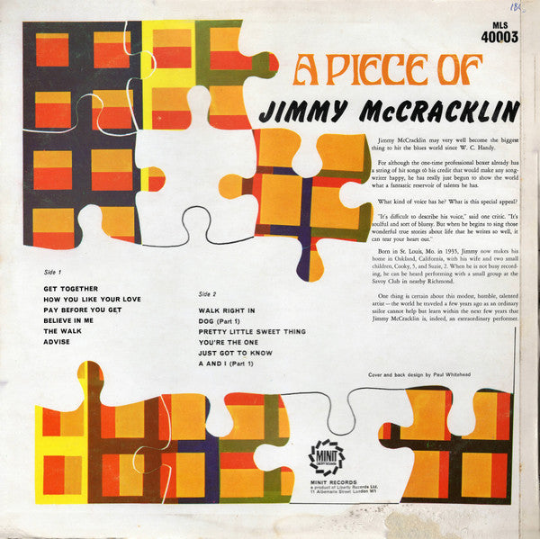 Jimmy McCracklin : A Piece Of Jimmy McCracklin (LP)