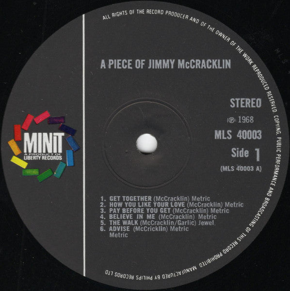 Jimmy McCracklin : A Piece Of Jimmy McCracklin (LP)