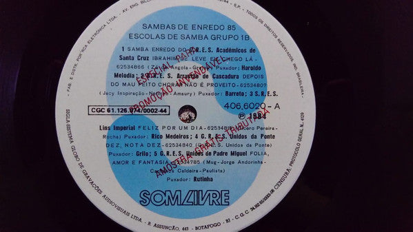Various : Sambas De Enredo 85 - Escolas De Samba Grupo 1B (LP, Album)